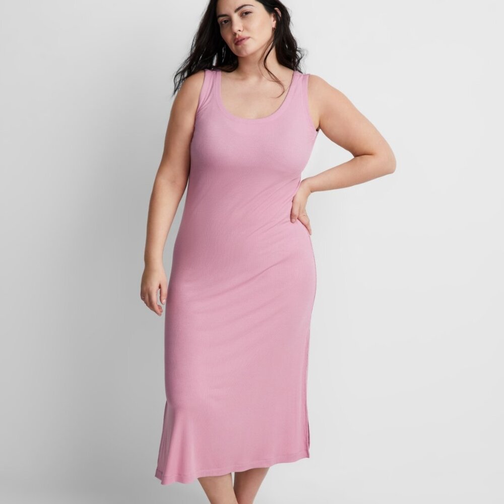 #1189 State of Day Women S Ribbed Modal Blend Tank Nightgown